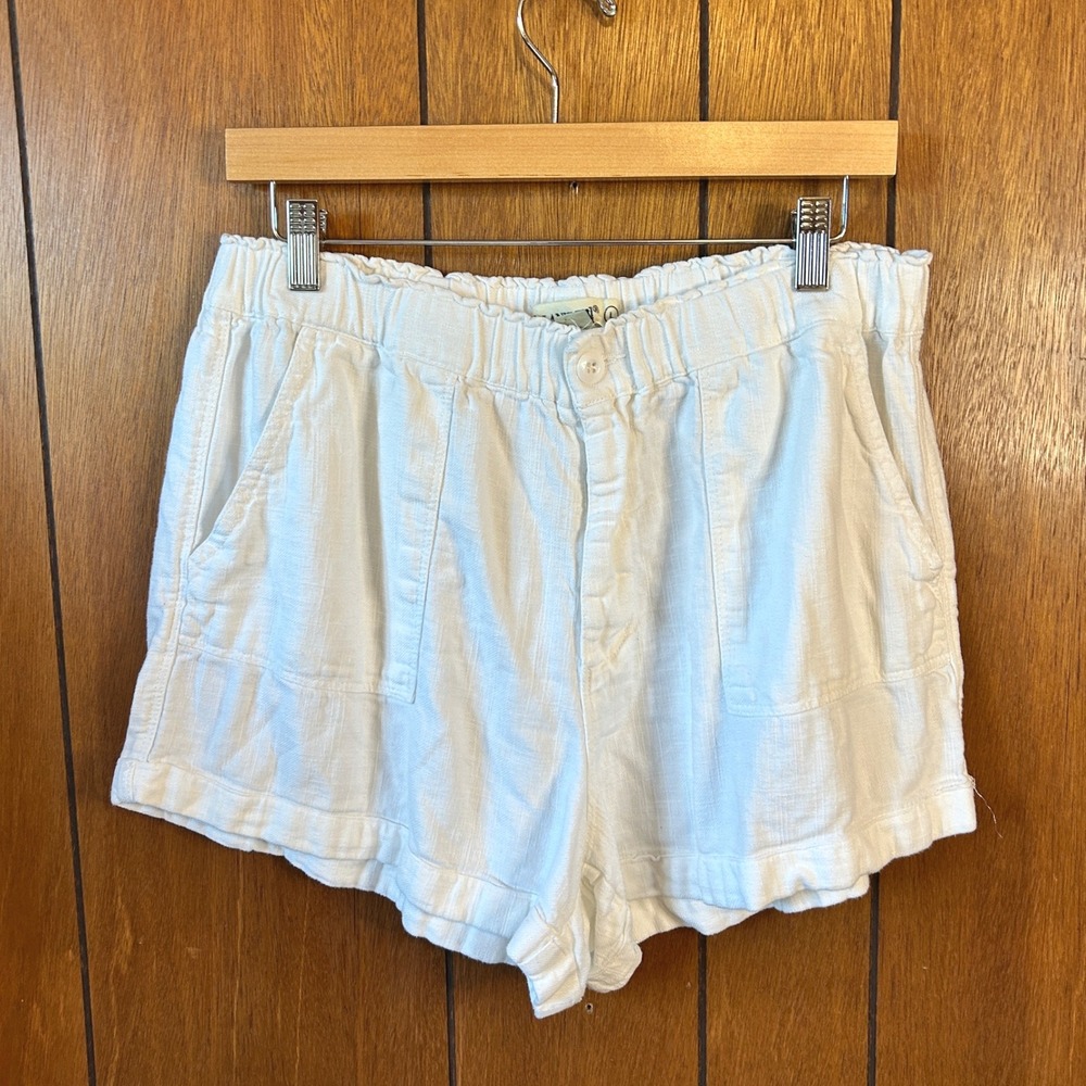 BLANKNYC White‎ Linen Blend High Waist Elastic Shorts Ladies Size L Summer